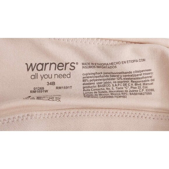 Warners RM1691W Womens Blissful Benefits Wireless Bra Butterscotch Size 34B NEW - Picture 6 of 6